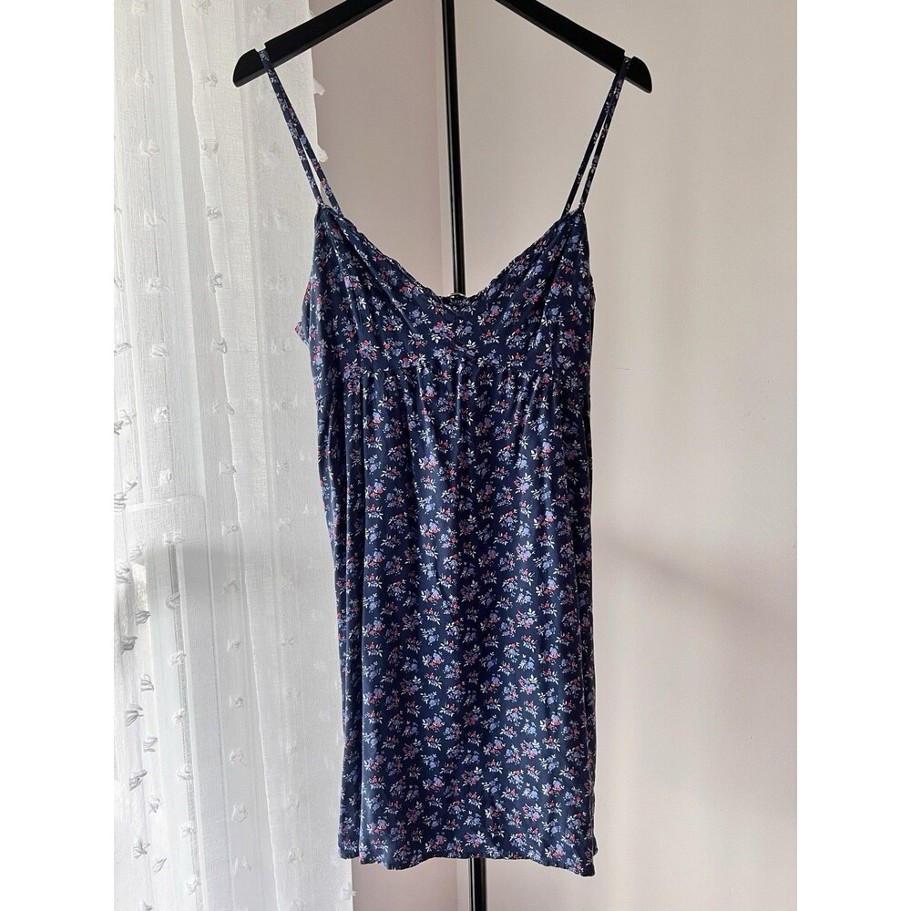 Women’s Hollister Large Blue Floral Sundress Sleeveless Adjustable Straps ￼